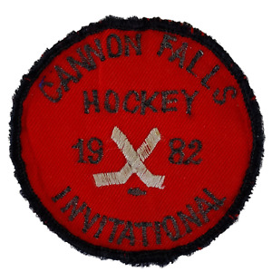 1982 Cannon Falls Minnesota Invitational Youth Hockey Patch Vintage Red & Black
