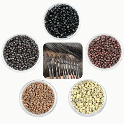 200pcs Silicone Lined Nano Micro Rings Beads for Nano Tip Hair Extensions - Image 1 of 4