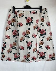 Cath Kidston London Cream Chiswick Rose Tie Waist Skirt UK 16 100% Cotton