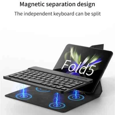 for Samsung Galaxy Z Fold 6 5 4 3 2 Portable bluetooth Keyboard Leather case Pen - Image 1 of 4