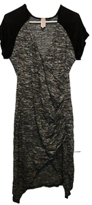 Vestido para mujer cuello en V profundo acanalado con abertura media tejido talla 2XL gris y negro - Imagen 1 de 8