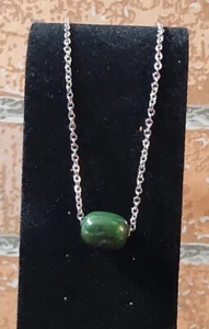 istone Natur Edelstein Grün Jaspis Fass Perle Anhänger Halskette - Bild 1 von 3