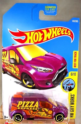 2017 Hot Wheels #143 HW City Works 6/10 HW FORD TRANSIT CONNECT Purple wBlkOH5Sp - Image 1 of 4
