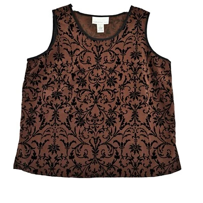Susan Graver Style Womens Large Sleeveless Tank Top Velvet Floral - Image 1 of 4