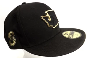 Seattle Mariners ⚾ New Era 59FIFTY Fitted Hat Gold WA Badge / Black- SIZE 7 5/8 - Bild 1 von 14