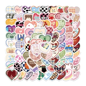 UK Seller 100PCS Cute Hearts Stickers Set Love Heart Stationery Birthday Gifts - Picture 1 of 4