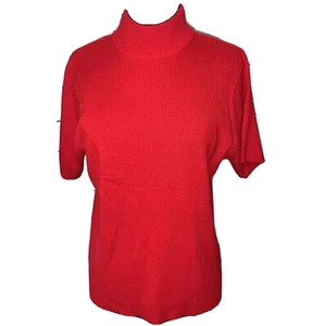 Studio Works Women Red Turtleneck Short Sleeve Size Medium - Picture 1 of 5