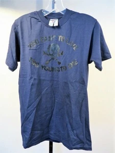 Nos JERZEES Camiseta Azul Top Calavera Demasiado Rápida Para Vivir Joven Die Punk Calavera Huesos S - Imagen 1 de 12