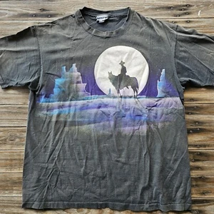 Vtg Western Wraparound Graphic T Shirt XL Rocky Mountain Clothing - Picture 1 of 13