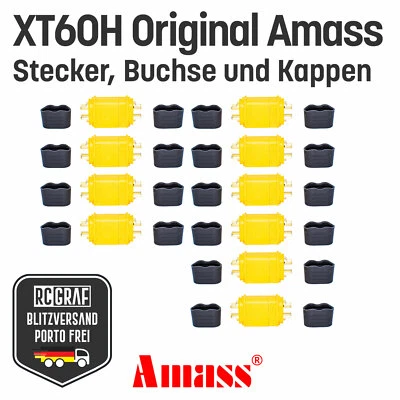 XT60H Original Amass® XT60 Akku Stecker Buchse Gelb Kappe 1 2 3 4 5 10 Paare - Bild 1 von 4