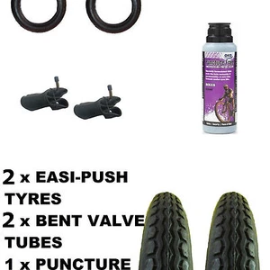 2 x Mothercare Xtreme Pram TYRES 12 1/2" x 2 1/4 + Bent tubes + Puncture Sealant - Picture 1 of 1