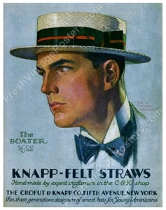 1920s Knapp-Felt man's hat straw Boater handsome man vintage ad NEW poster 20x24 - Picture 1 of 1