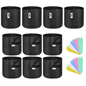 3-Gallon Grow Bags Fabric Pots Non-Woven Container Self-Adhesion Sides 10-Pack - Picture 1 of 7