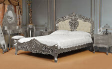 Silber Königlich Doppelbett 180x200 cm Rokoko Barock Bett Polsterbett 78289t