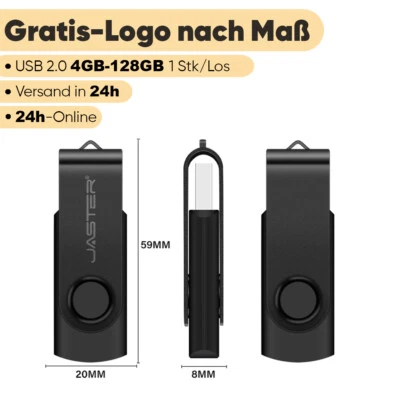 JASTER Kostenloses Logo USB-Stick USB 2.0 32GB 64GB 128GB 256GB Speicherstick drehbar