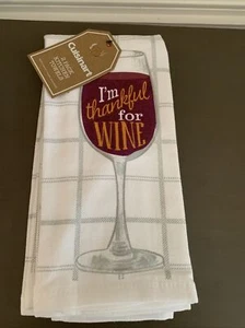 Juego de 2 toallas de cocina cuisinart vino agradecido bar nuevo con etiquetas 100% algodón - Imagen 1 de 3