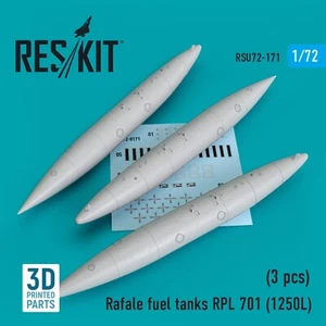 Rafale fuel tanks RPL 701 (1250L) 3pcs 3D printing ResKit RSU72-0171 Scale 1:72 - Picture 1 of 24