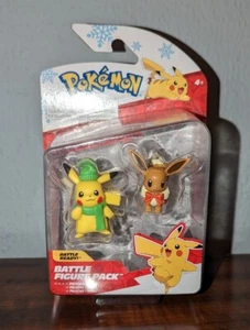 Pokemon HOLIDAY CHRISTMAS Eevee & Pikachu Battle Figure Pack 2022 NEW . - Picture 1 of 2