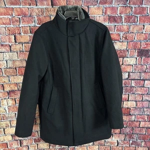 Calvin Klein Mens Black Walker Cold Weather Wool Coat Outerwear L - Picture 1 of 5