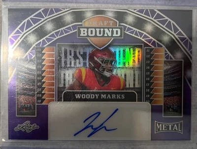Autógrafo folha de metal 2025 rascunho encadernado Woody Marks 5/10 Houston Texans - Imagem 1 de 2