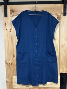 Gundren Sjoden Button Down Dress Organic Cotton Size Large Blue - Picture 1 of 7