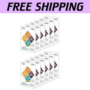 12 Clear Acrylic Tabletop Sign Holders - Double-Sided 8.5 x 11 Portrait Style - Picture 1 of 10
