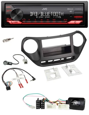 JVC Bluetooth USB DAB Lenkrad Autoradio für Hyundai i10 ab 2014 schwarz - Bild 1 von 4