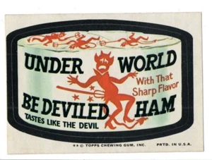 1974 Wacky Packages Series 10 UNDERWORLD BEDEVILED HAM Tan Back - Picture 1 of 2