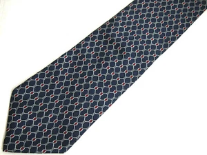 Brooks Brothers Makers Mens Necktie Tie Navy Blue Chain Link Silk 58" - Picture 1 of 4