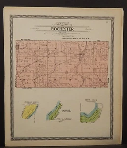 Wisconsin Racine County Map Rochester Township c.1908 K21#27 - Picture 1 of 1