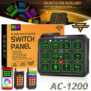 AUXBEAM RGB 12 Gang Switch Panel LED Light Bar Relay System w/ Remote Control US - Picture 1 of 12