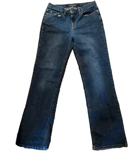 DKNY East Village JEANS Talla 10 Pierna Recta Tiro Medio Estrás Logo Dobladillo Deshilachado - Imagen 1 de 18