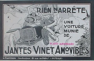 PUBLICITE JANTES VINET AMOVIBLE VOITURE CREVAUSON PNEU DE 1910 FRENCH AD CAR PUB - Imagen 1 de 1