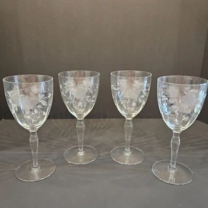 (4) Vintage Glastonbury Lotus 66-1. Crystal Tall Water Goblets.  (#137) - Picture 1 of 7