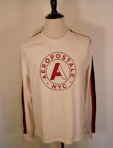 Aeropostale Long Sleeve Stretch Shirt Big Letters Spell Out White Red Mens XL - Picture 1 of 10