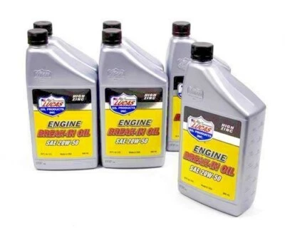 6 QUARTS OF LUCAS ENGINE BREAK IN OIL. SAE 20W-50. HIGH ZINC #10635-6 (1) 6-PK Foto 1 de 4