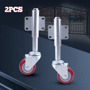 2Pack Metal Gate Wheel Flat with Spring Loaded Swivel Caster 220lbs Heavy Duty - Picture 1 of 17