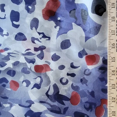 IMPRESIONANTE Gasa de Seda Pintura Abstracta en Blanco con Índigo y Rojo - Única, Gorg Foto 1 de 4