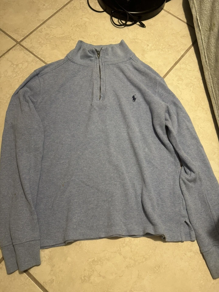 Светло-синий мальчик Polo Ralph Lauren четверть молнии кардиган - Изображение 1 из 2