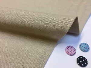 Plain Ottoman Fabric Cotton Canvas Material Curtains Upholstery 55'' Ecru - Picture 1 of 2