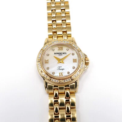 Raymond Weil Tango 5860 White Mother of Pearl 18k Gold Plated 44 Diamonds 23mm - Image 1 of 4
