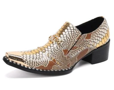 Men's Fashion Pointy Toe Textured Leather Shoes Youth Business Party Dress Shoes - Image 1 of 4