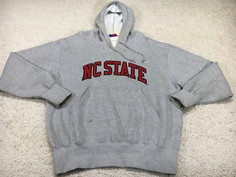 NC State Wolfpack Sweater Mens Large Gray Hoodie Sweatshirt NCAA Football Logo Cover