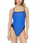New Polo By Ralph Lauren Swimsuit 1 One Piece Size S Logo Mesh Blue Black