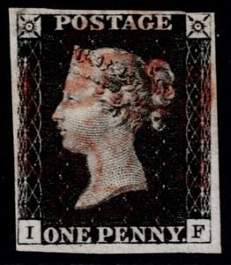 1840 1d Black Plate 4 IF 4m Light Red MX Very Fine Used Cat. £400.00 - Picture 1 of 1