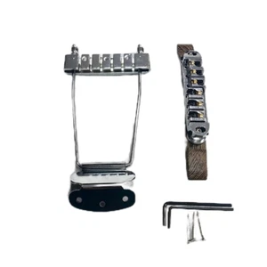 Chrome Tune-O-Matic Roller Saddle Bridge Tailpiece Sets for Jazz Archtop Guitar - Picture 1 of 8
