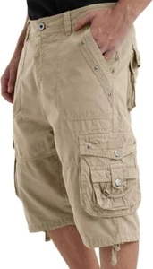 Men's Long Cargo Shorts Work Outdoor Ripstop Cotton Twill Straight Leg Durable - Picture 1 of 37