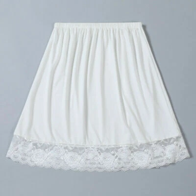Enagua modal de encaje liso para damas media falda cintura elástica falda interior suave Foto 1 de 4