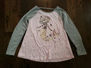GIRLS JUSTICE FLIP SEQUIN GRAY PINK GLITTER SHIRT PURPLE MERMAID LONG SLEEVE 12 - Picture 1 of 6