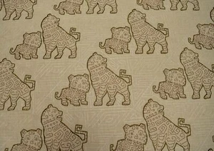 Foo Dog Mocha Regal Fabric - Picture 1 of 2